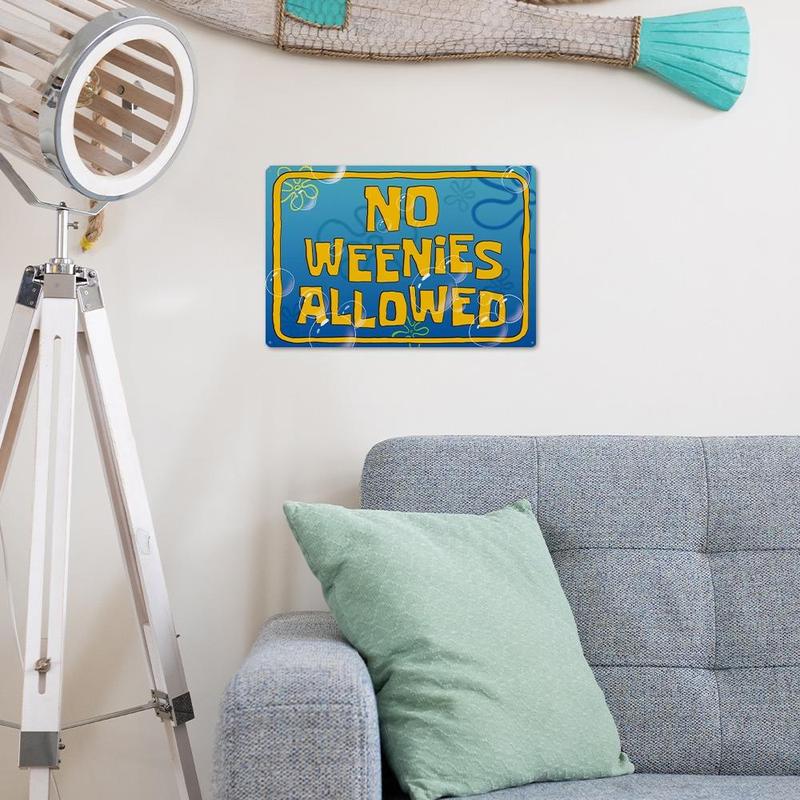 No Weenies Allowed Iron Plaque, 1 Count Cartoon Letter Graphic Hanging Sign, Creative Hangable Ornaments, Wall Art For Home Decoration, Living Room & Bedroom Decor