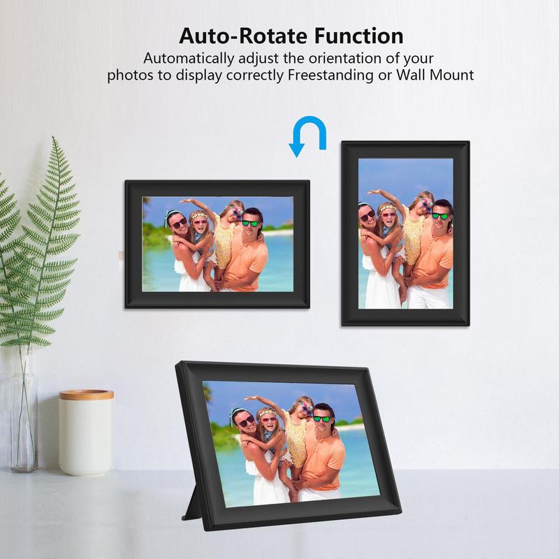 Christmas FRAMEO Digital Photo Frame Decor, 10.1-Inch WiFi Digital Picture Frame with Touch Screen, 32GB Storage, USB SD Card Wall Mountable Auto-Rotate Easy, for 3D Baby Photo, Summer Gift, Boyfriend Gifts