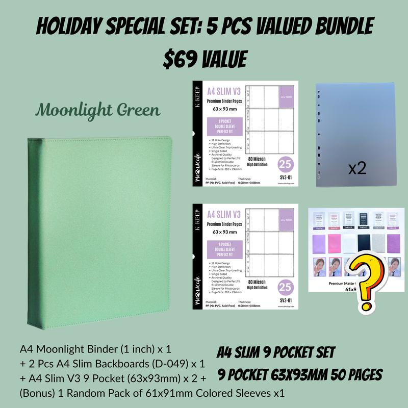 [Holiday Special Set] K-KEEP [A4 Standard] Binder - [Moonlight Series] - Elegant PU Leather Kpop Photocard Binder - [Improved 1 Inch D-Ring]