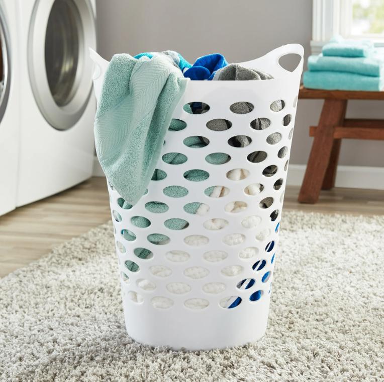 Flexible Round Laundry Hamper - White, Perfect for Home Organization