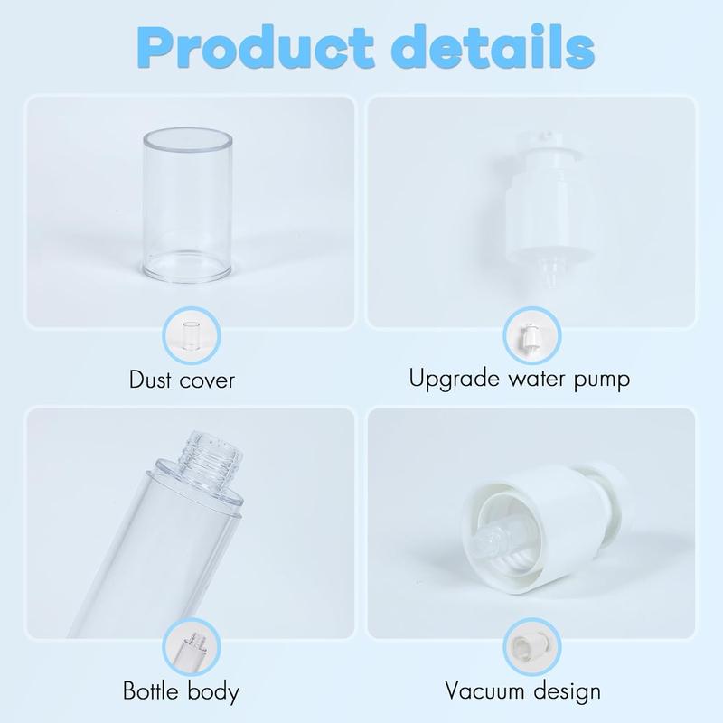 0.5 OZ 15ML Airless Pump Bottles, 6 Pack Lotion Dispenser Travel Size Pump Bottles, Vacuum  Travel Bottle for Lotion, , Foundation, , with Labels, Wooeden Stick