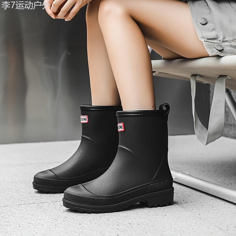 Women's Fashionable Waterproof Rain Boots - Slip-Resistant, Durable Mid-Calf with Thick Sole, PVC Material