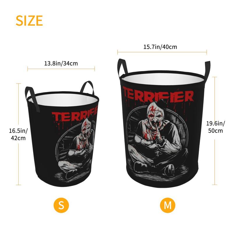 Custom Horror Halloween Movie Terrifier Clown Laundry Basket Foldable Clothes Hamper for Baby Kids Toys Storage Bag