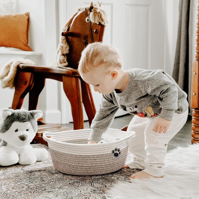 Dog Toy Basket Small Gift Basket for Baby, Storage Basket for Nursery, Woven Basket for Dog Cat Storage, Pet Plastic