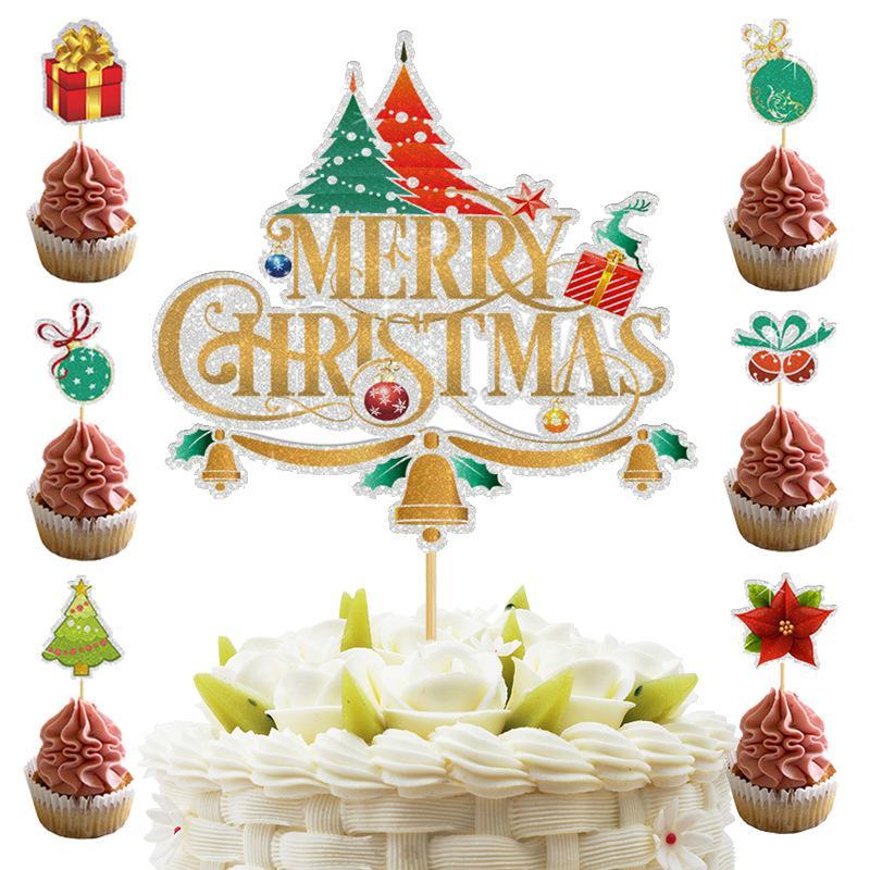 Christmas Themed Cake Toppers, Cute Cake Decoration, Baking Decorations, Cake Decorating Supplies for Home Party, Party Supplies