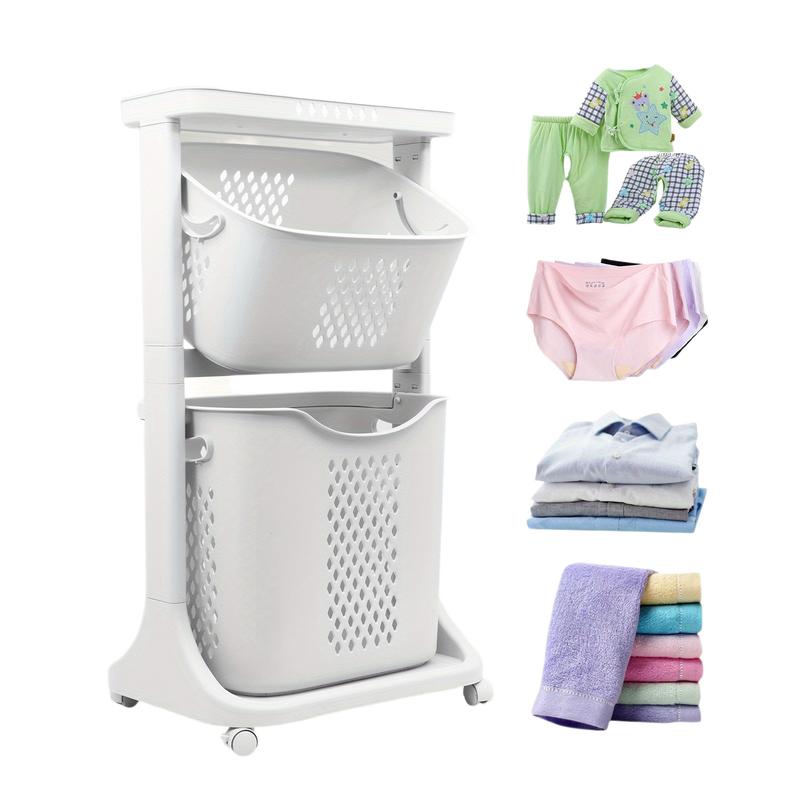 Modern Roller Laundry Basket, Large Capacity Laundry Basket, Layered Removable, Home Storage, Suitable for Bathroom Living Room Bedroom Laundry Room