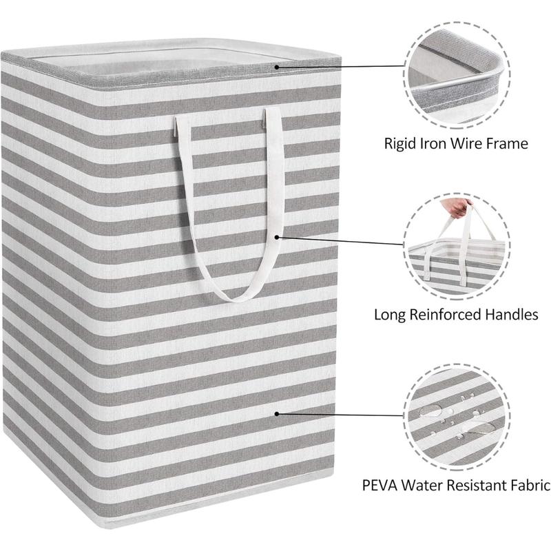 2-Pack Laundry Hamper 75L Collapsible Large Laundry Baskets with Easy Carry Handles Freestanding Waterproof Clothes Hamper Storage Basket for Toys Clothes Organizer - 24.4