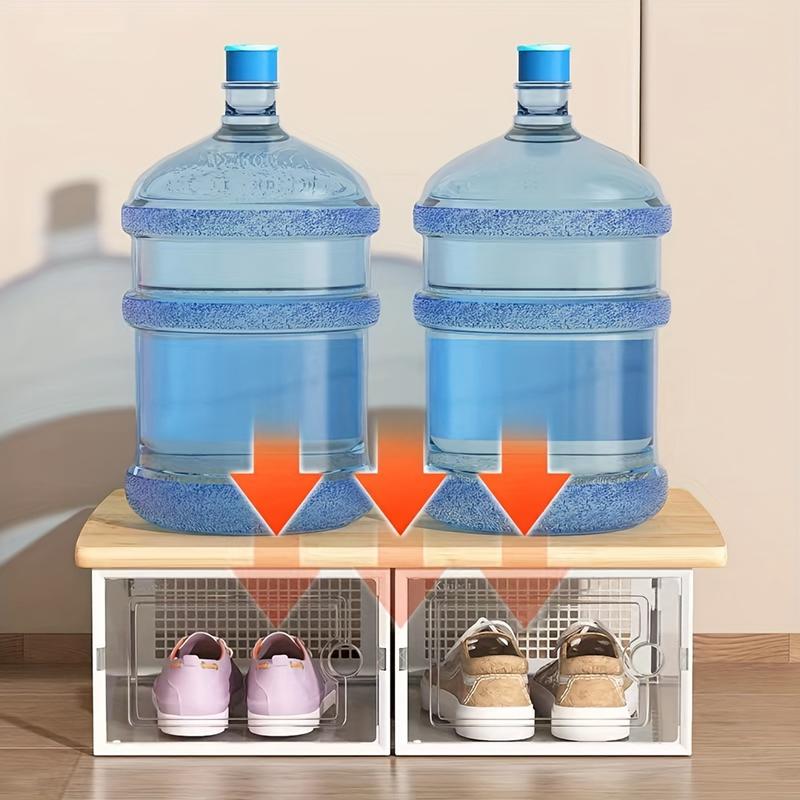 6 12 Pieces Thick Transparent Shoe Box with Lid, Foldable Stackable Free-Combination Shoe Rack, Plastic Sports Shoes Containers, Space-Saving Storage Organizer for Porch, Bedroom, Home, Dorm, Ramadan Decoration