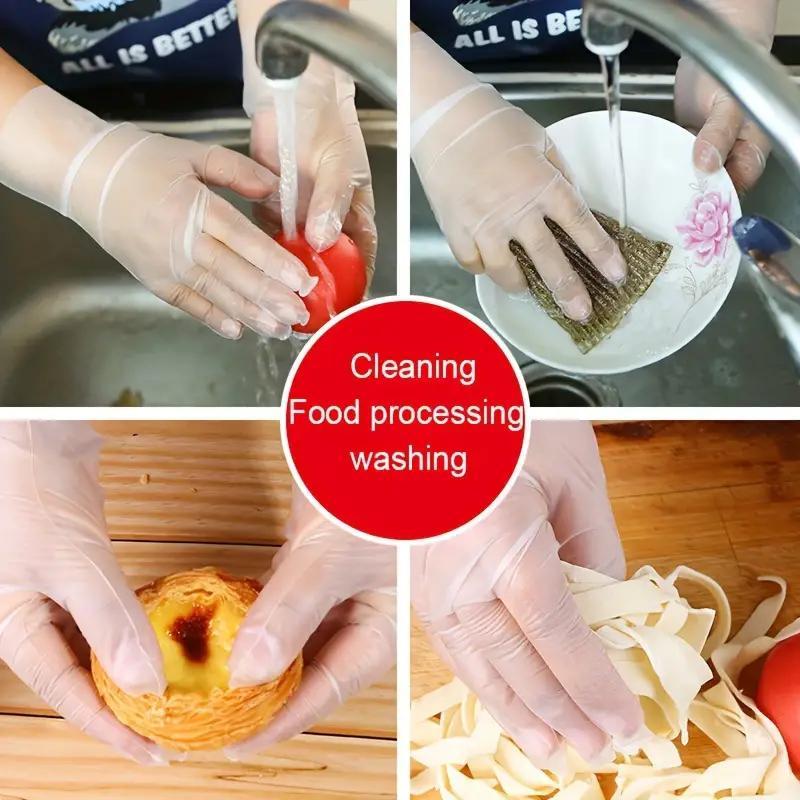 Disposable Gloves, 100pcs Durable Waterproof Disposable Gloves, Disposable Tableware Supplies for Kitchen, Beauty, Pet Care, Garden, Picnic