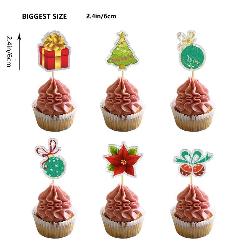 Christmas Themed Cake Toppers, Cute Cake Decoration, Baking Decorations, Cake Decorating Supplies for Home Party, Party Supplies