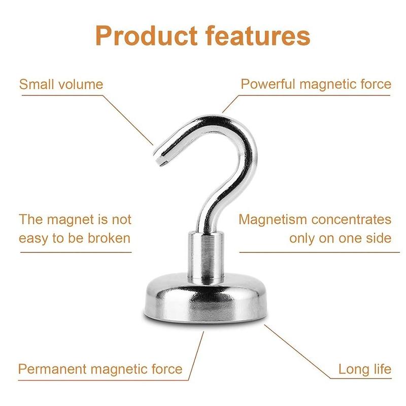 Strong Magnetic Hook, 10pcs set Durable Wall Mounted Magnetic Hook, Home Organizer for Kitchen, Refrigerator, Home Storage Organizer, Garage, Room Accessories