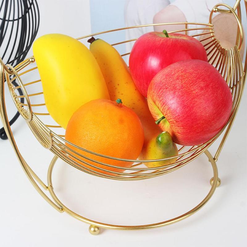 Hollow Out Design Fruit Basket, Boat Shaped Snack Desktop Storage Rack, Creative Iron Fruit Storage Basket, Kitchen Storage & Organization Supplies