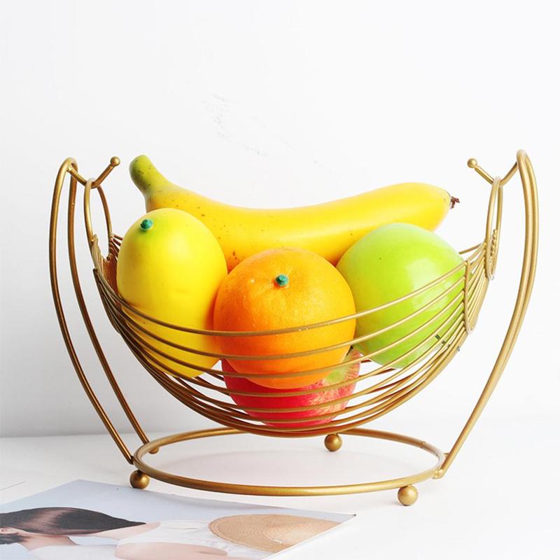 Hollow Out Design Fruit Basket, Boat Shaped Snack Desktop Storage Rack, Creative Iron Fruit Storage Basket, Kitchen Storage & Organization Supplies