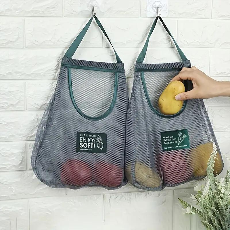 Mesh Hanging Storage Bag, 1 Count Durable Mesh Storage Bag with Handle, Hanging Storage Organizer for Garlic, Potato, Onion