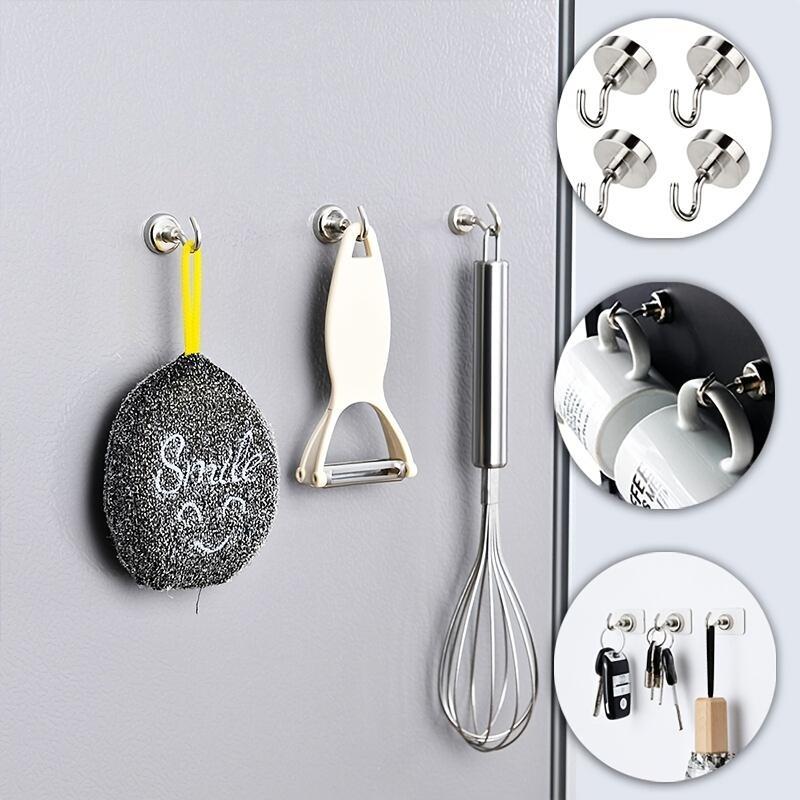 Strong Magnetic Hook, 10pcs set Durable Wall Mounted Magnetic Hook, Home Organizer for Kitchen, Refrigerator, Home Storage Organizer, Garage, Room Accessories