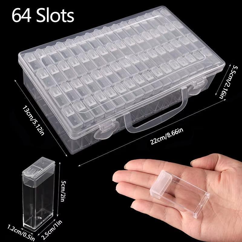 Clear Diamond Art Painting Tool Storage Box, 32 42 48 64 Grids DIY Diamond Art Painting Tools Bead Storage Box, Transparent Box Accessories, Christmas Gift