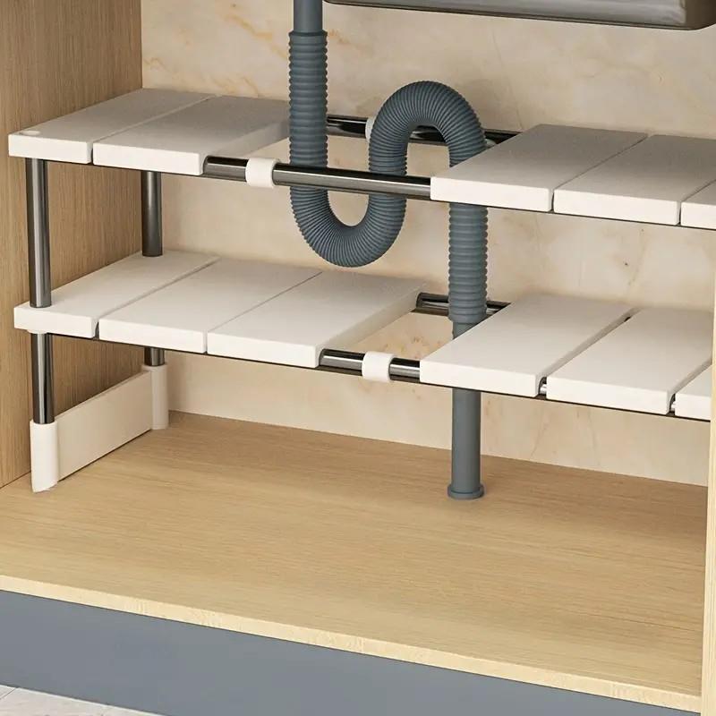 Kitchen Sink Storage Rack, 1 Count Adjustable Sink Organizer, Durable Storage Rack for Kitchen & Bathroom, Home Organizer