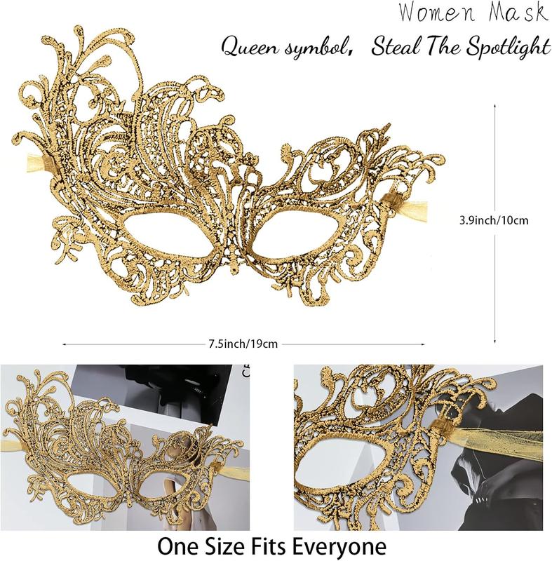 Masquerade Mask for Women Lace  Venetian Masquerade Party Costume Party Halloween Carnival Fit for Adults, Soft & Black