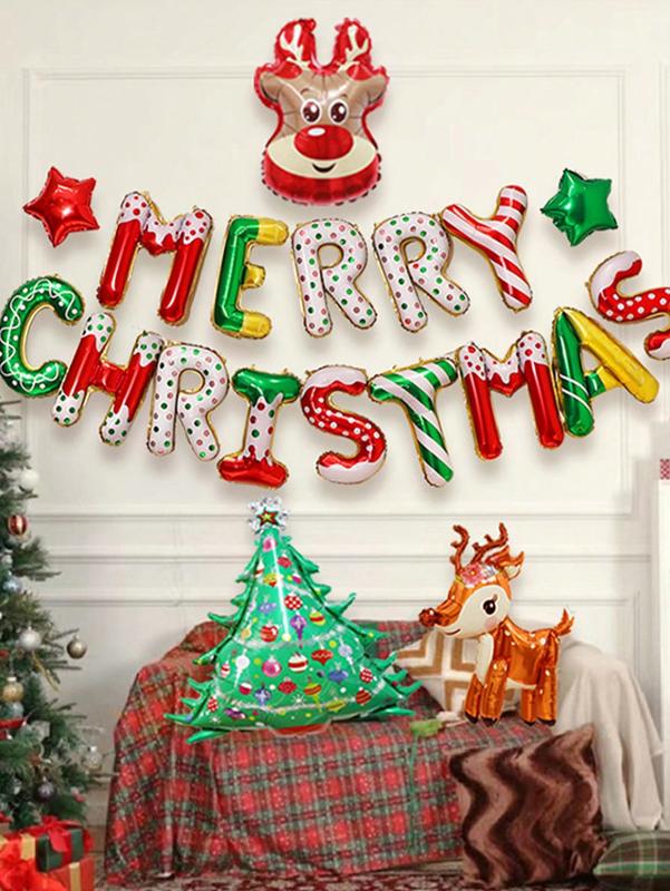 Christmas Decoration 1set Merry Christmas Letter Balloon For Holiday Party Decoration