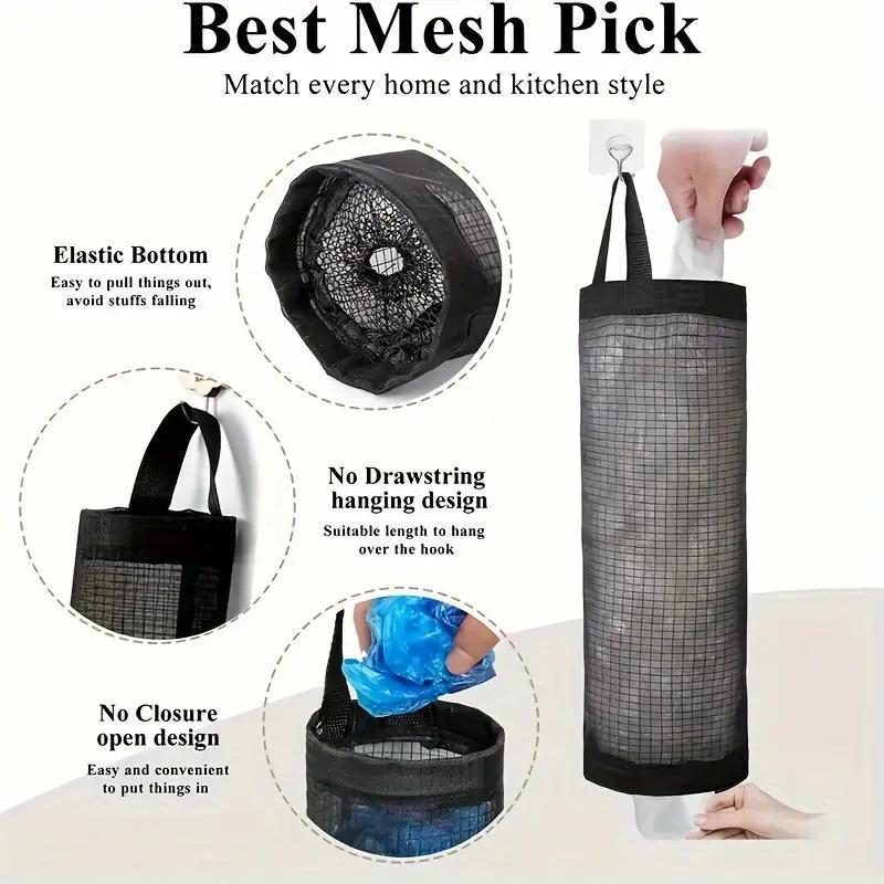 Wall Mounted Garbage Bag Storage Bag, Large Capacity Plastic Bag Holder, Household Storage Organizer for Kitchen