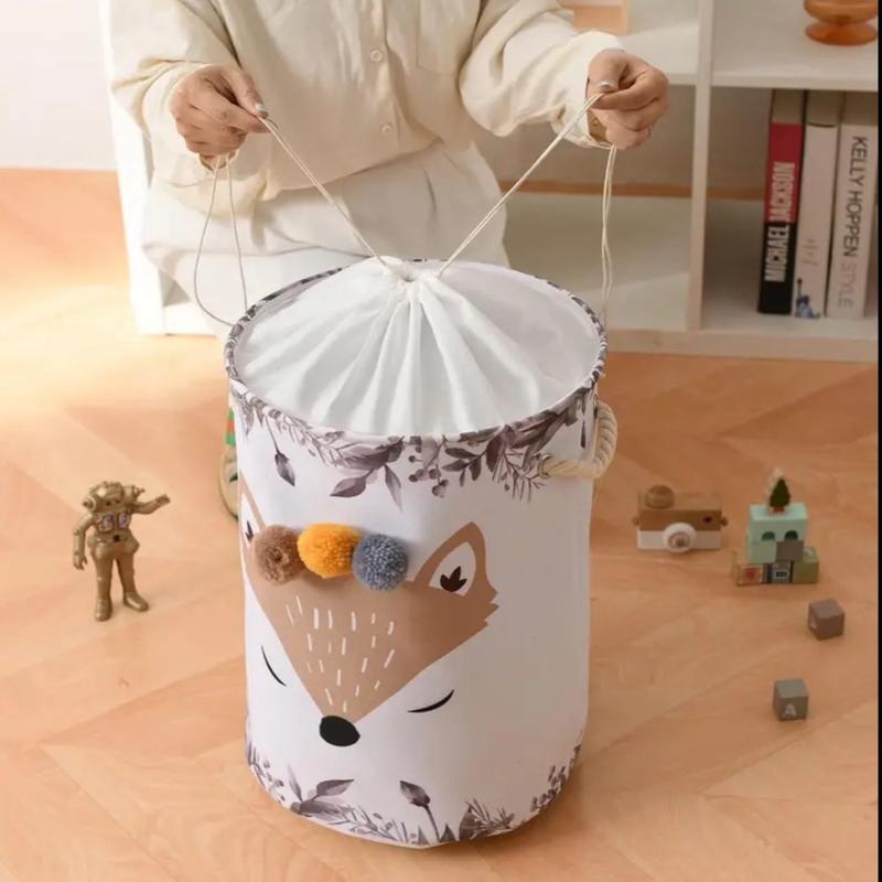 Baby Laundry Hamper, Animal Basket Safari Nursery Decor Baby Storage Basket, Toy Storage Organizer Collapsible Animal Laundry Hamper with Drawstring Closure Waterproof Round Nursery Hamper for Boys Toddler, for Kid's Room, Play Room Lion Unicorn elephant