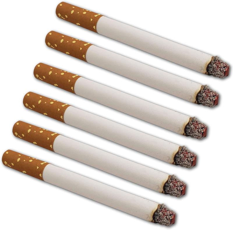 Fake Cigarettes (Pack of 6) - Realistic Movie, Stage & Costume Theatre Props - Harmless Fake Cigs for Dress Up, Halloween, Gangster or White Trash Party - Artificial No Puff Cig for Cigarette Holder