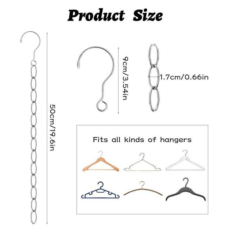 Stainless Steel Clothes Hanger Connector Chain, Cascading Hangers Chain, Space Saving Hanger Chain, Closet Storage & Organization