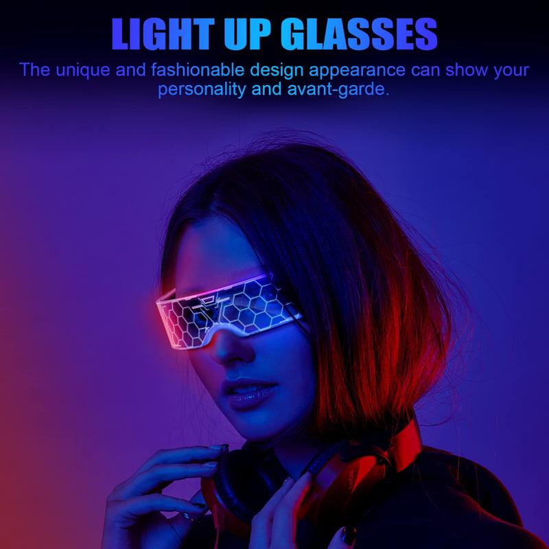 LED Multi-Color Glow Glasses,Party, Concert, Clubbing,Adjustable Colors,High-Brightness, Comfortable Fit, Durable EVA Material,2048 Cyberpunk Style,Perfect for Festivals and Social Events