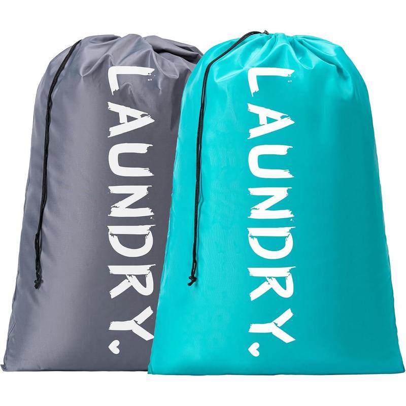 2 Pack XL Travel Laundry Bag, Machine Washable Dirty Clothes Organizer with Drawstring,Large Enough to Hold 4 Loads of Laundry, Easy Fit a Laundry Hamper or Basket Travel Essentials 24