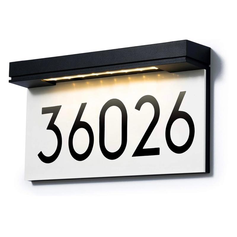 House Numbers Solar Powered, Address Plaques for House, LED Illuminated Waterproof Outside Address Sign 3000K 4500K 6000K Warm White, Cool White, Neutral Light LED, Gift, Light Decor Frame Set Rechargeable Rechargeable