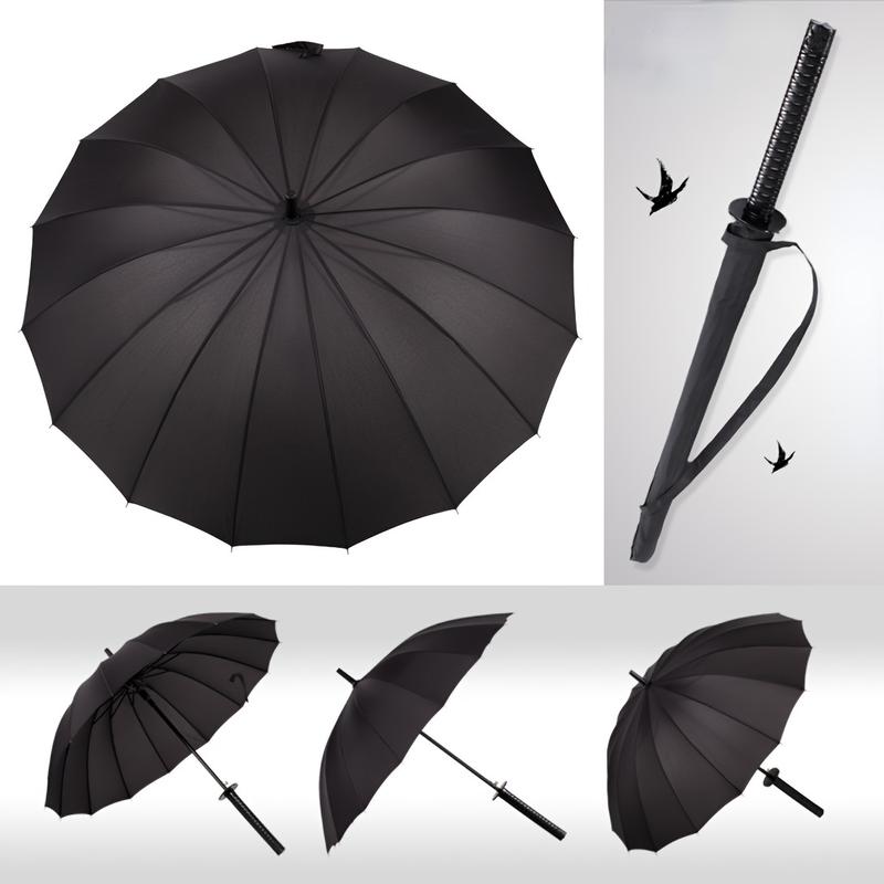 1 count Sleek Black Fashion Umbrella - 24-Rib Durable, Water-Resistant, Automatic Open, Carbon-Fiber Rib, Rubber Handle, Nylon Cloth, Stylish Statement Accessory for Rainy Days