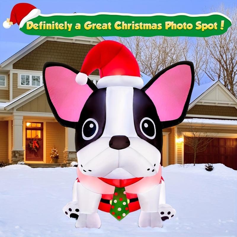 5ft Inflatable Christmas Dog Decorations, 1 Count Cute Inflatable Dog with Built-in LED Lights, Christmas Decoration for Indoor & Outdoor Holiday Party