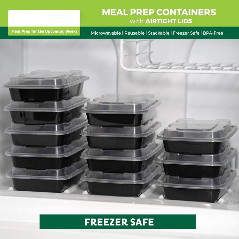 [50 Pack] Meal Prep Containers, 1 Compartment Food Storage Containers with Lids, Bento Box, BPA Free, Stackable, Microwave Dishwasher Freezer Safe (16 oz) Disposable