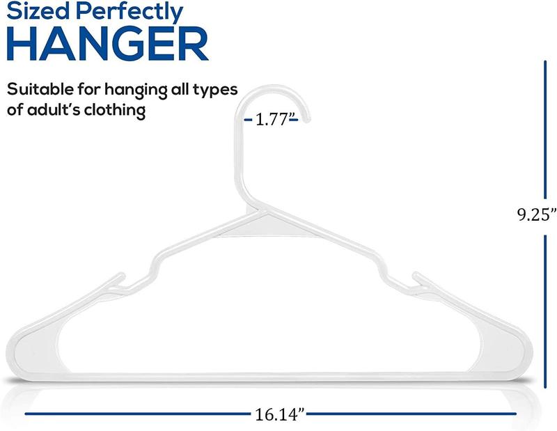 Clothes Hangers 50 Pack - Plastic Hangers Space Saving - Durable Coat Hanger with Shoulder Grooves (White)