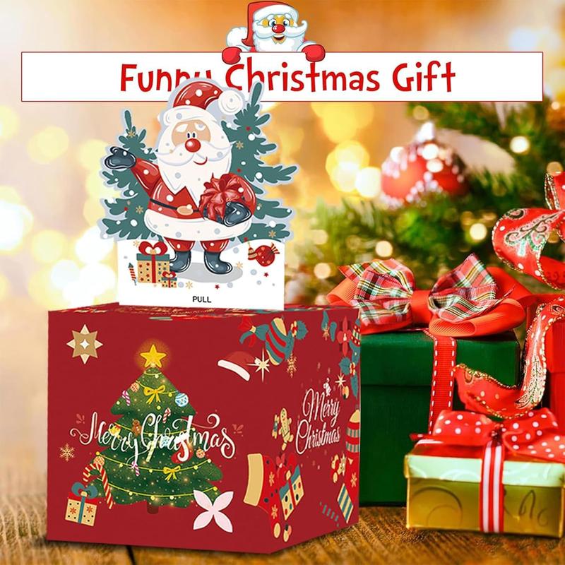 Christmas Money Pulling Box, 1 Count Cartoon Santa Claus Design Cash Gift Box, Surprise Money Box for Holiday Party Gifting