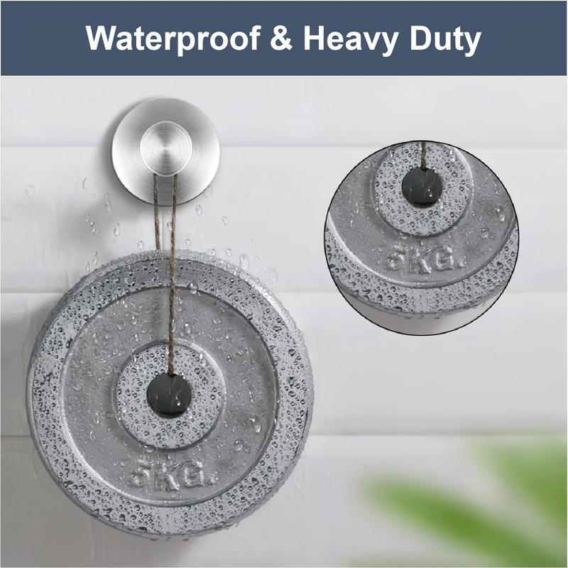 Suction Cup Hooks for Shower, Bathroom, Kitchen, Glass Door, Mirror, Tile  Loofah, Towel, Coat, Bath Robe Hook Holder for Hanging up to 15 lbs  Waterproof Sliver (2-Pack)