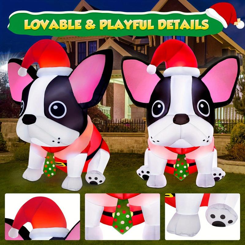 5ft Inflatable Christmas Dog Decorations, 1 Count Cute Inflatable Dog with Built-in LED Lights, Christmas Decoration for Indoor & Outdoor Holiday Party