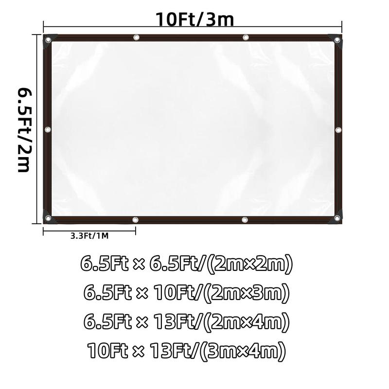 Transparent PE Waterproof Clear Tarpaulin, 1 Count Advanced Waterproof and Rainproof, Finely Stitched Edges, Multifunctional for Indoor and Outdoor Coverage with One Grommet Every 3.3 Feet, Suitable for Plants, Gardens, Chicken Coops, and Patios