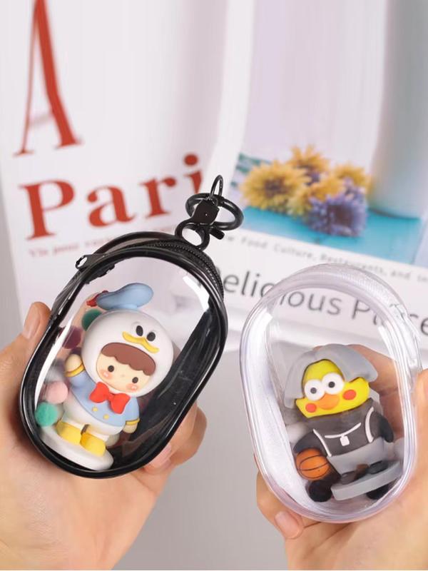 Cute Transparent Data Cable Storage Bag, Portable Headphone Storage Mini Organizers, Multifunctional Doll Display Pendant for Travel