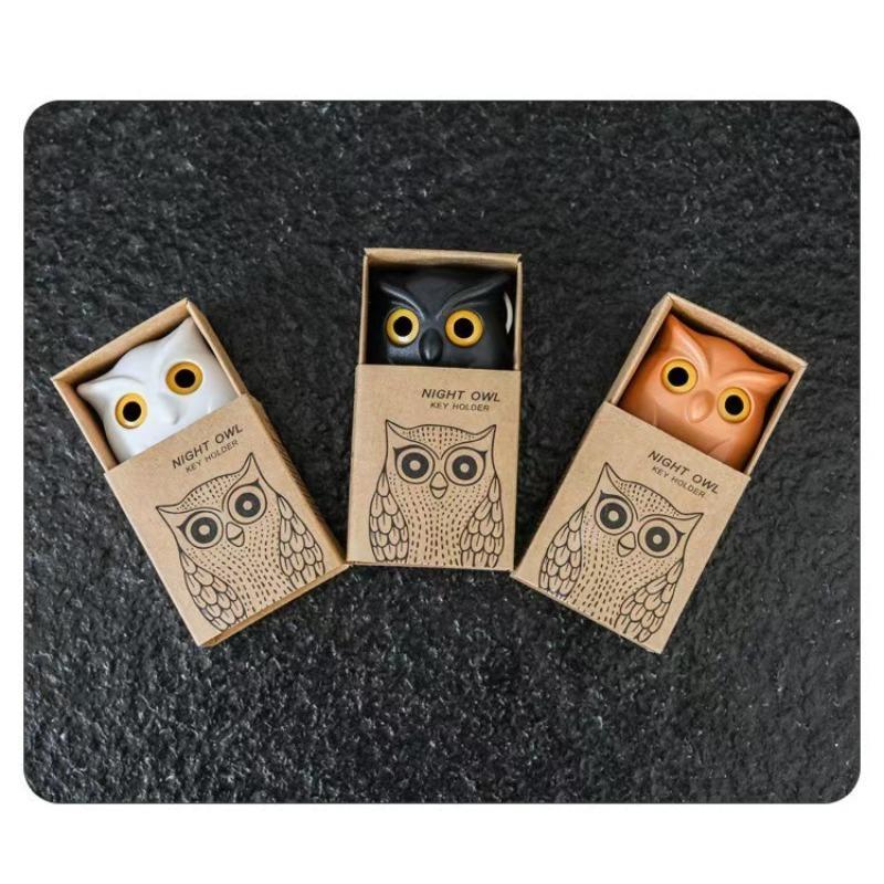 Magnetic Owl Design Key Hook, 3 Counts Cute Magnetic Key Holder, Punch Free Magnetic Wall Hook, Home Organizer for Kitchen Bathroom Office