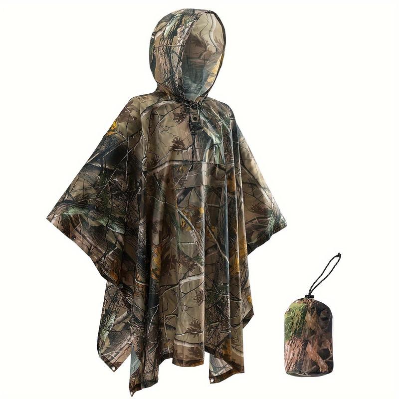 Camouflage Print Rain Poncho with Hooded, 1 Count Waterproof Portable Raincoat with Storage Bag, Raincoat for Outdoor Camping & Hiking