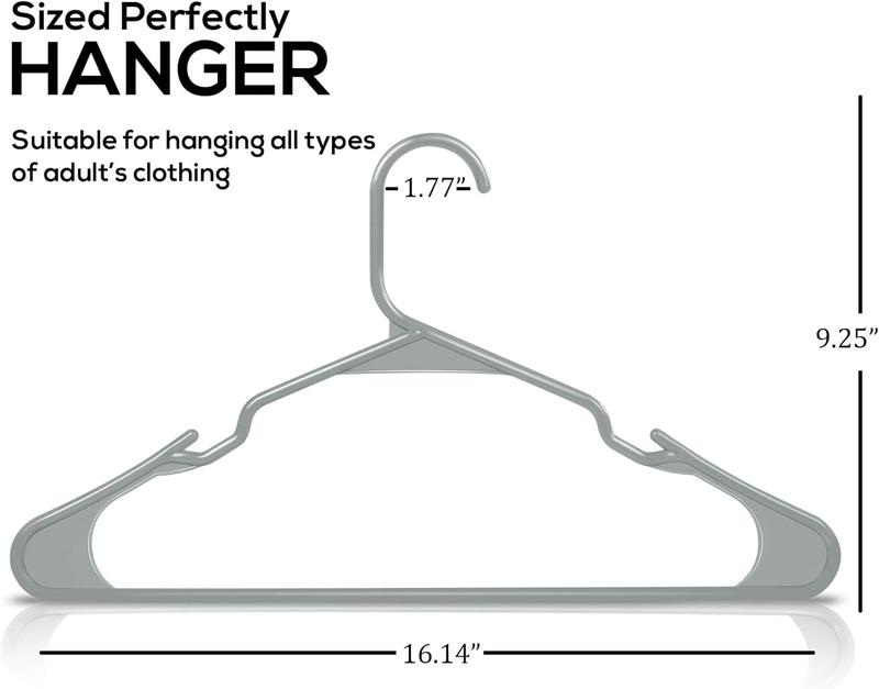 Clothes Hangers 50 Pack - Plastic Hangers Space Saving - Durable Coat Hanger with Shoulder Grooves (White)