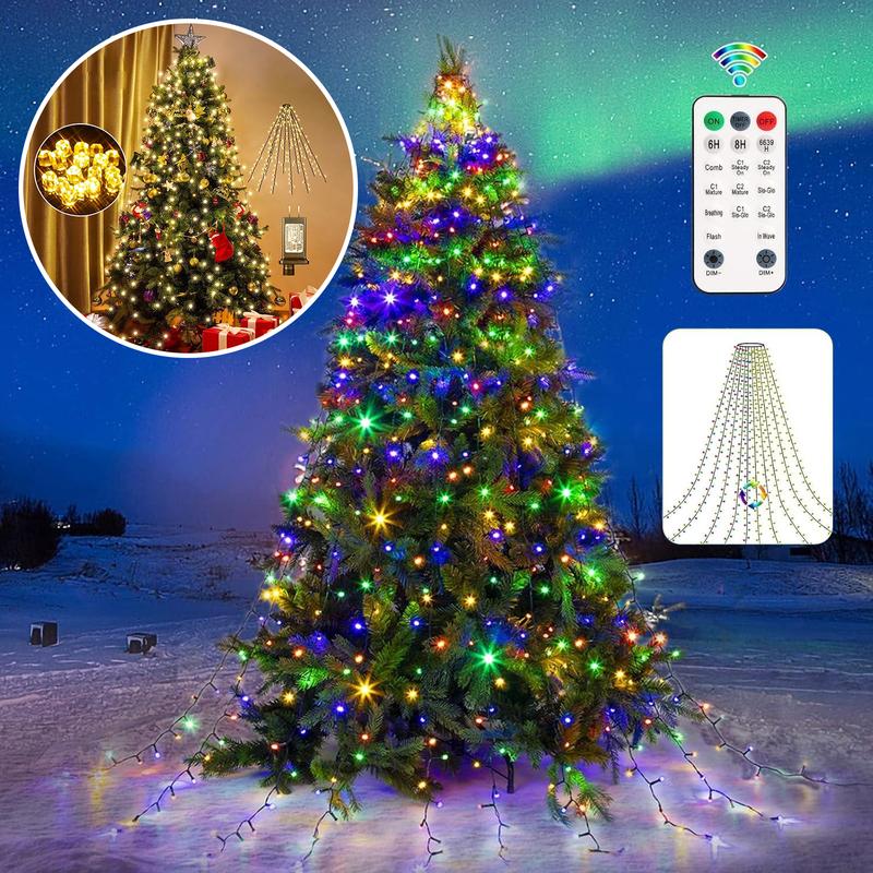 Quick Installation Christmas Tree Lights, Christmas Lights decoration, Waterproof Xmas Tree Lights with Ring for Indoor Outdoor decor Ornaments