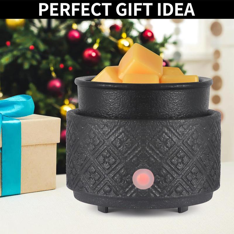 Wax Melt Warmer for Scented Wax,3-in-1Ceramic Wax Warmer Fragrances Candle Oils, Home Fragrance Wax Burner,Electric Candle Warmer as Gift for Mom Women(Black) Decor Ornaments