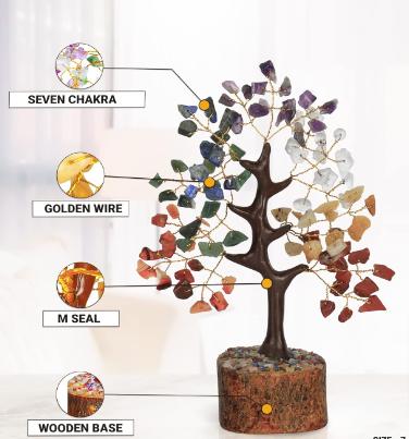 Chakra Tree - Crystal Tree - Chakra Tree Of Life - Crystal Gifts - Tree Of Life Decor - Gemstone Tree - Feng Shui Decor - Chakra Decor - Crystal Decor - Spiritual Gifts - Housewarming Gifts New Home Ornaments Centerpiece