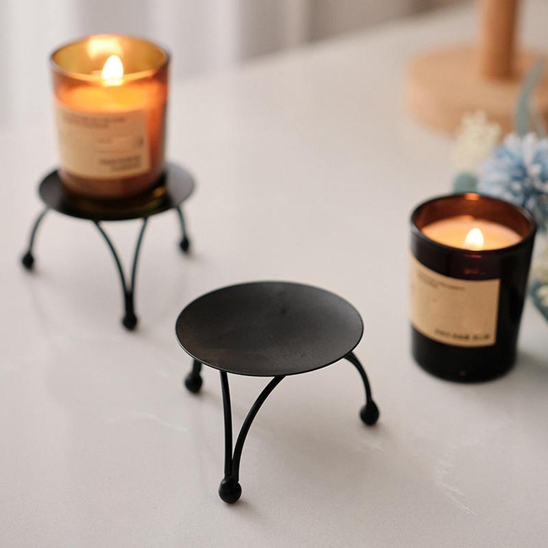 Vintage Round Iron Candle Holder, 1 Count Minimalist Decorative Candlestick, Decorative Candle Holder for Home Party Wedding [Candle Not Included]