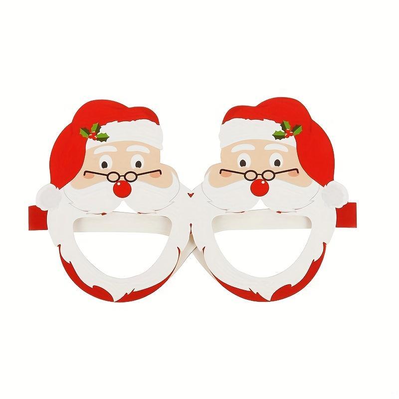 Christmas Themed Paper Glasses, 9 Pairs Cute Santa Claus & Reindeer & Christmas Tree Design Glasses, Party Decoration Supplies for Home & Outdoor