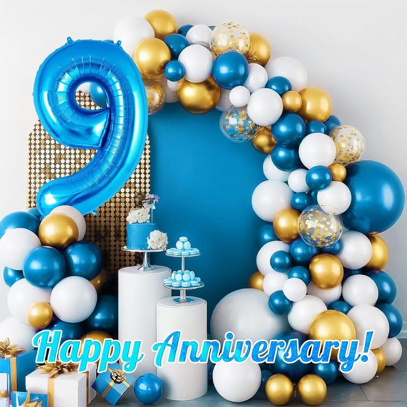 Blue Number 9 Balloon 40 Inch, Big Large Foil Helium Number Balloons, Jumbo Giant Mylar Number 9 Balloons for 9 Year Old Birthday Party Decorations Supplies Anniversary Celebration