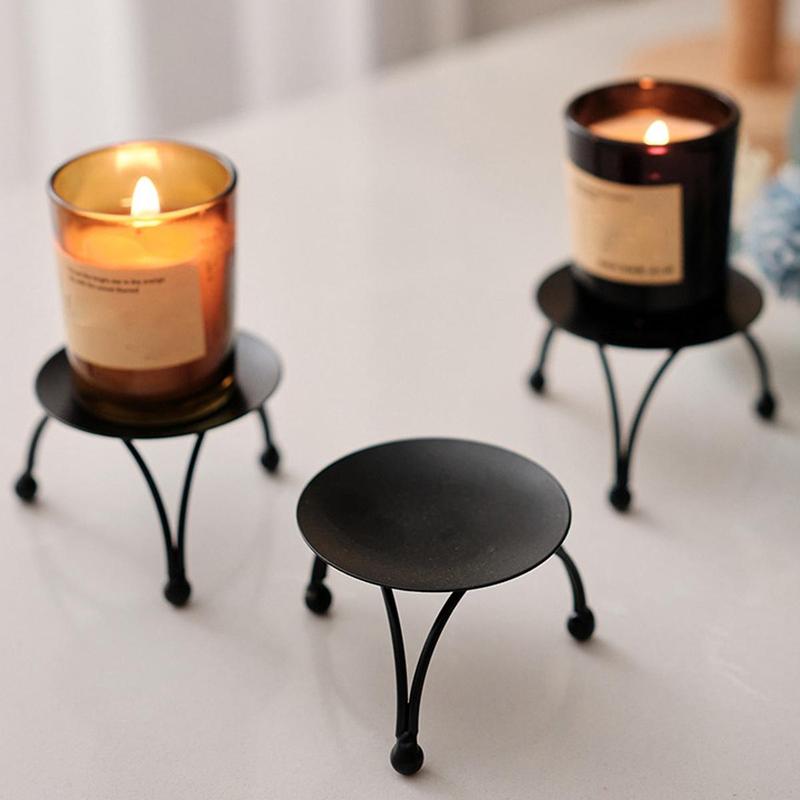 Vintage Round Iron Candle Holder, 1 Count Minimalist Decorative Candlestick, Decorative Candle Holder for Home Party Wedding [Candle Not Included]