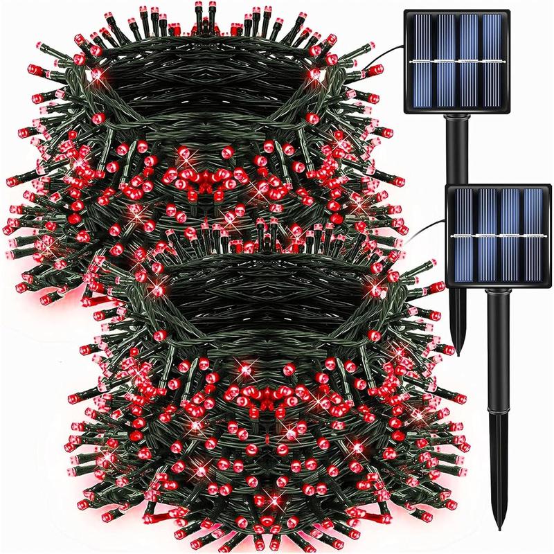 2 Pack Total 400LED 132FT Multi-Colored Christmas Solar String Outdoor Lights, Solar Powered with 8 Modes Waterproof Fairy Lights for Bedroom Patio Garden Tree Party Yard Decoration